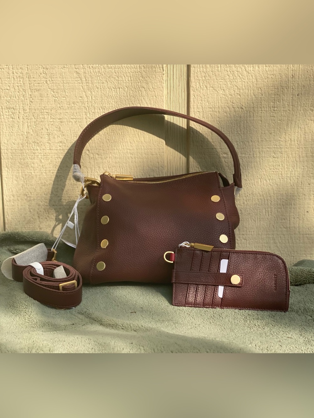 New Hammitt Cherrywood Dark Red Med Bryant Bag & 210 East Wallet